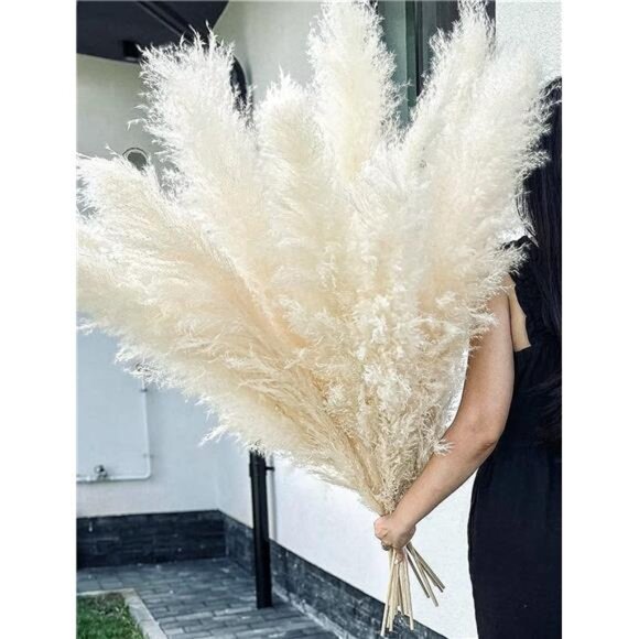 10 Stems 46" inch White Pampas Grass Decor Tall, Large Pompas Grass, Boho Decor - Picture 1 of 7